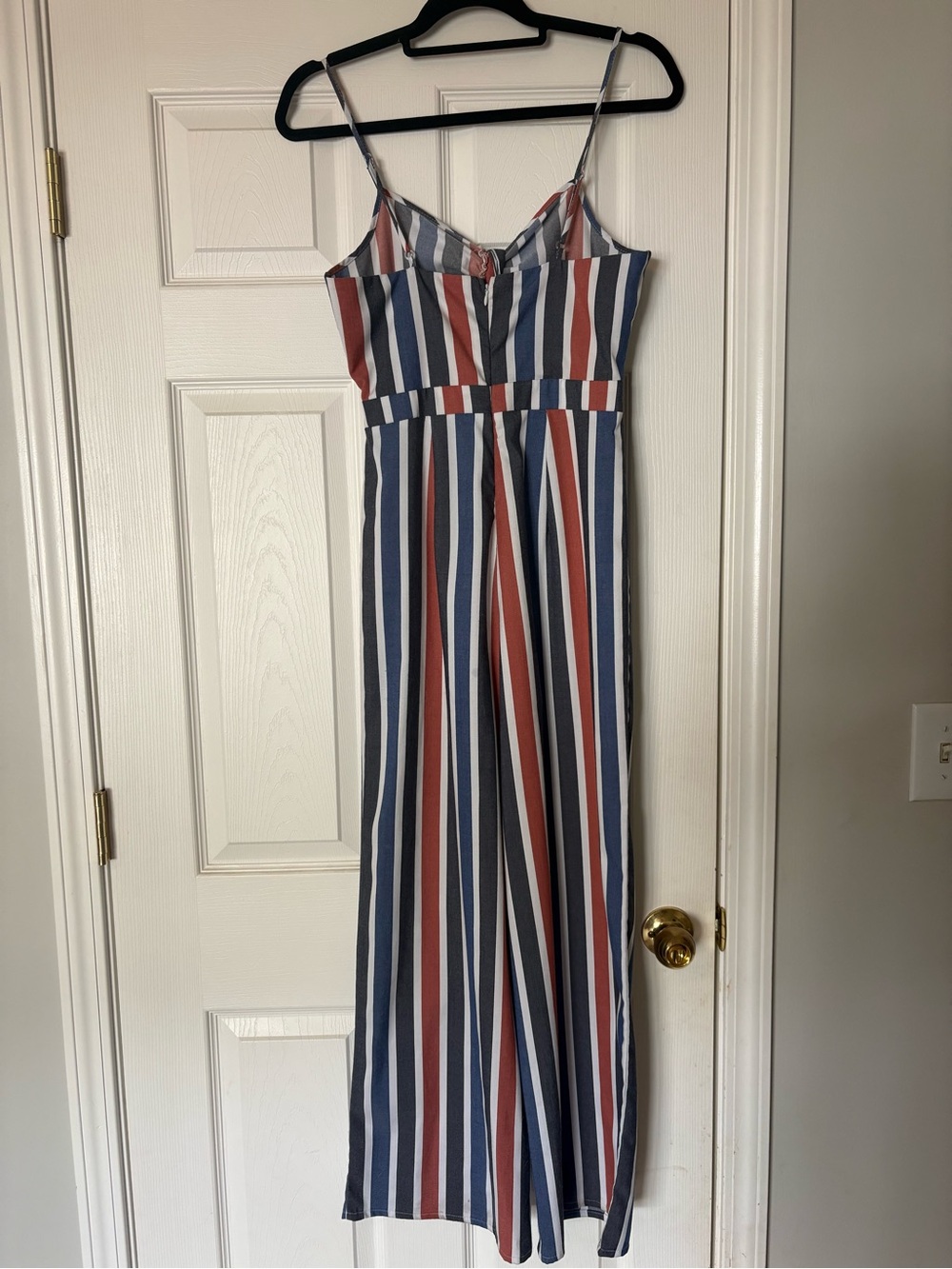 Romeo & Juliet Couture Striped Tie-Front Jumpsuit in Blue, Rust & White - Picture 2 of 5